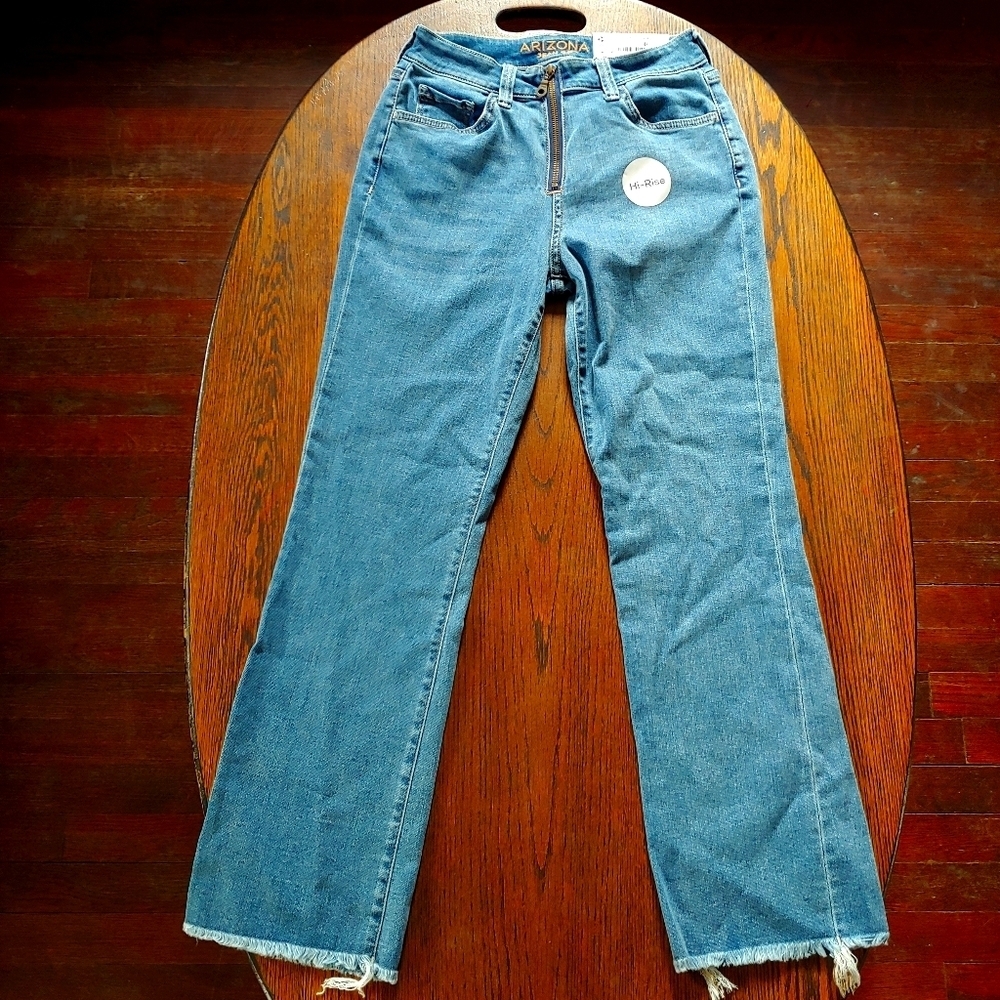 Arizona Jean Co High Rise Kick Flare Raw Hem Jeans Size Junior's 1 NEW with TAGS